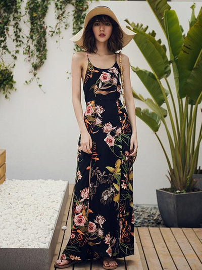 Bohemia Floral Backless Maxi Dress