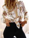 Long sleeve printed top women blouses