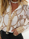 Long sleeve printed top women blouses
