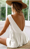 Fashion Round collar Backless Jumpsuits
