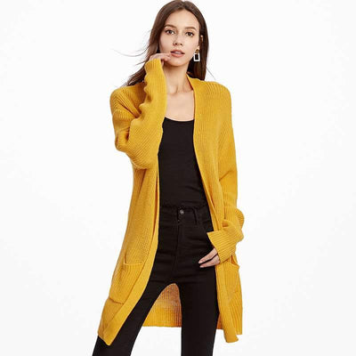 Plus Loose Knit Pocket Long sleeve Cardigan