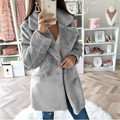 Pure Loose Plush Lapel Long sleeve Coats