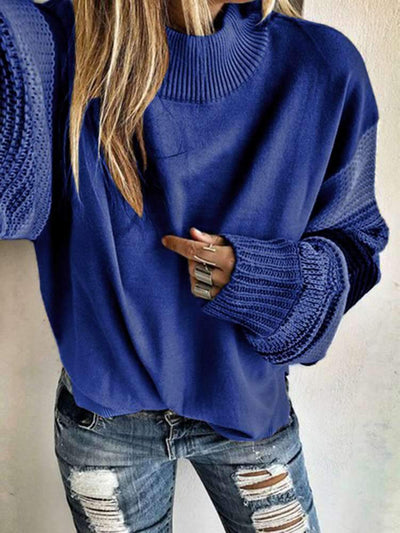 Pure Round neck Knit Long sleeve Sweaters