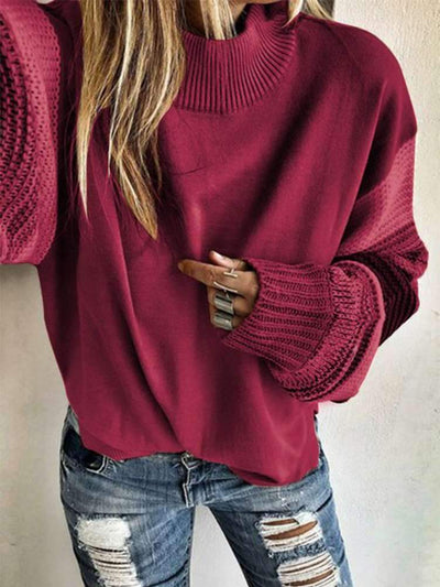 Pure Round neck Knit Long sleeve Sweaters