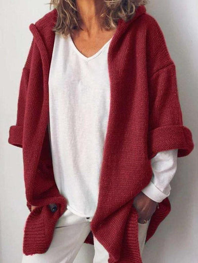 Casual Pure Hoodies Knit Long sleeve Cardigan Sweaters
