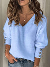 Loose Fashion Pure V neck Long sleeve Knit Sweaters