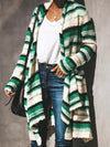 Women stripe long sleeve cardigan sweater coats