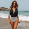 Halter Neck Retro Stripe Cute One Piece Swimsuit