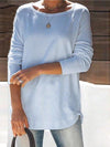 Crew Neck Solid Casual Shirts & Tops