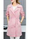 Lapel Double Breasted Drawstring Plain Roll-Up Sleeve Trench Coat