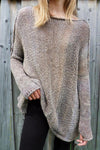 Crew Neck  Asymmetric Hem  Plain Sweaters