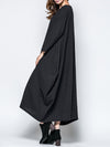 Solid Crew Neck Casual Cocoon Maxi Dress