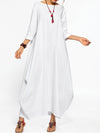 Solid Crew Neck Casual Cocoon Maxi Dress