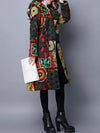 Abstract Printed Quilted Thick Hoodie Winter Coat