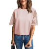 Round neck short sleeve top lace Chiffon T-shirts