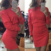 Sexy Off Shoulder Batwing Long Sleeve Bodycon Dress