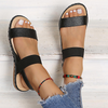 Woman Buckle Solid Color Flat Heel Sandals