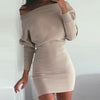 Sexy Off Shoulder Batwing Long Sleeve Bodycon Dress